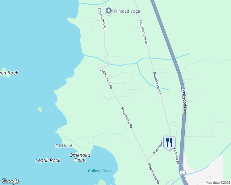 map of restaurants, bars, coffee shops, grocery stores, and more near 747 Stagecoach Rd in Trinidad