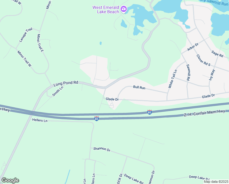 map of restaurants, bars, coffee shops, grocery stores, and more near 111 Bull Run in Long Pond