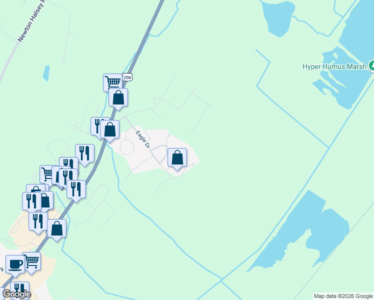map of restaurants, bars, coffee shops, grocery stores, and more near 9 Hampton Spring Road in Newton