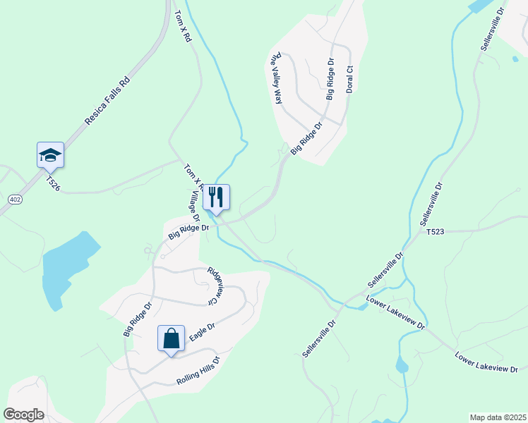 map of restaurants, bars, coffee shops, grocery stores, and more near 249 Spyglass Court in East Stroudsburg