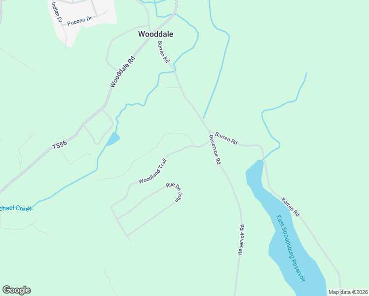 map of restaurants, bars, coffee shops, grocery stores, and more near 518 Woodland Trail in East Stroudsburg