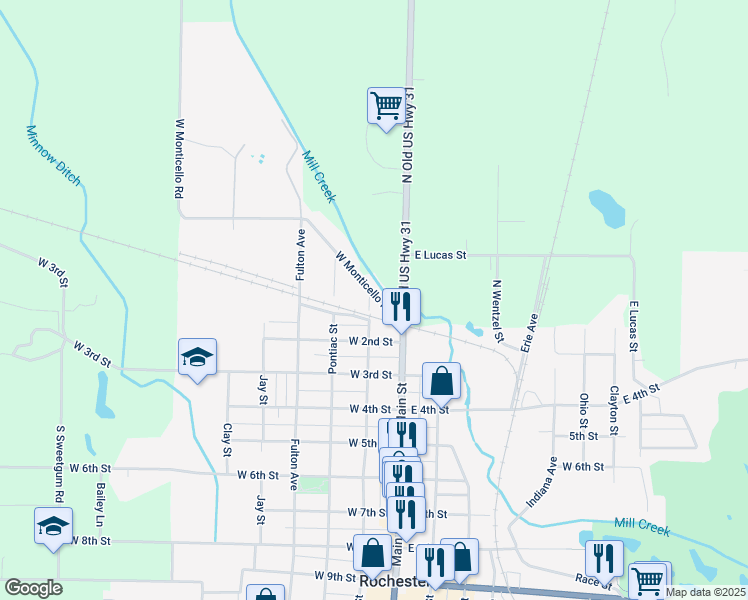 map of restaurants, bars, coffee shops, grocery stores, and more near 200-298 West Monticello Road in Rochester