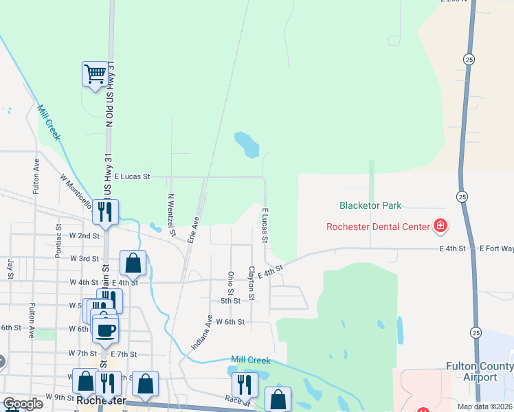map of restaurants, bars, coffee shops, grocery stores, and more near 15 Clayton Street in Rochester