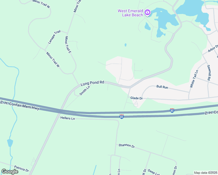 map of restaurants, bars, coffee shops, grocery stores, and more near 2270 Long Pond Road in Long Pond