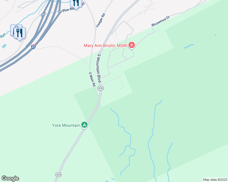 map of restaurants, bars, coffee shops, grocery stores, and more near N Hunter Hwy in Mountain Top