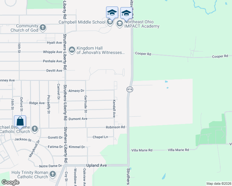 map of restaurants, bars, coffee shops, grocery stores, and more near 351 Kendall Avenue in Campbell