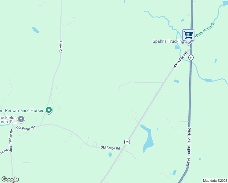 map of restaurants, bars, coffee shops, grocery stores, and more near 3157 Hartville Road in Rootstown