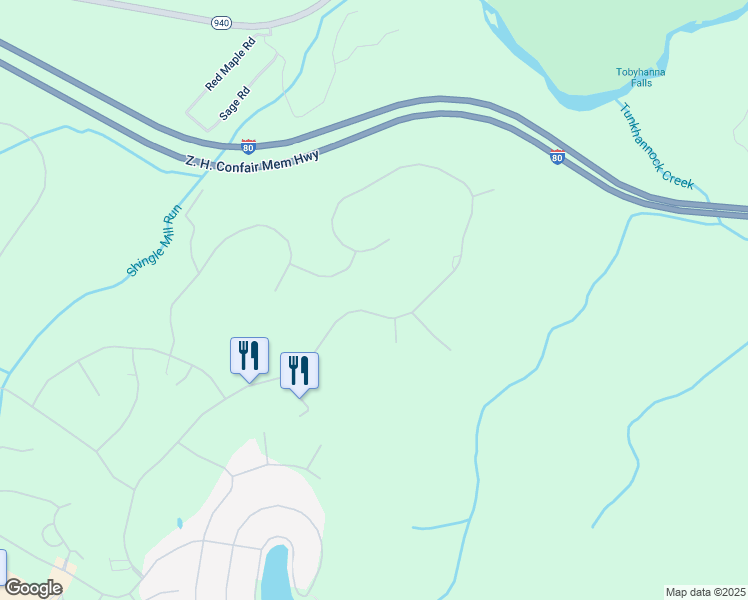 map of restaurants, bars, coffee shops, grocery stores, and more near 187 Wolf Hollow Road in Lake Harmony