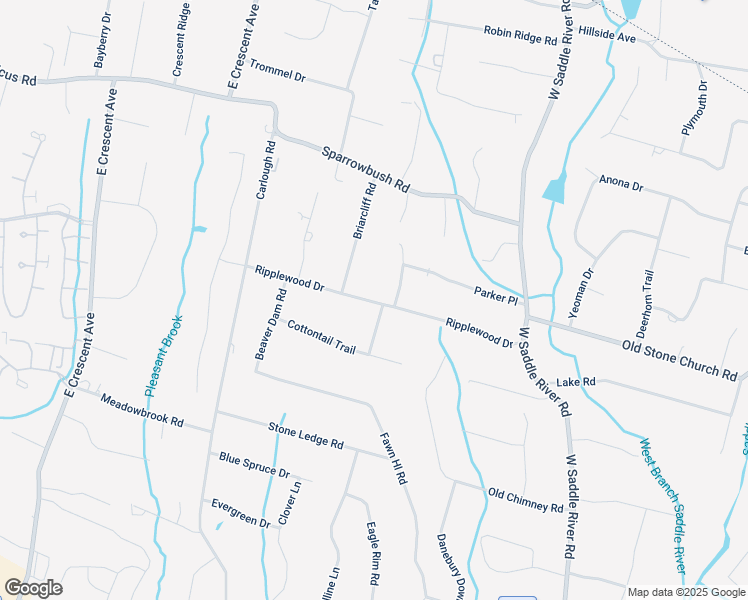 map of restaurants, bars, coffee shops, grocery stores, and more near 45 Ripplewood Drive in Upper Saddle River