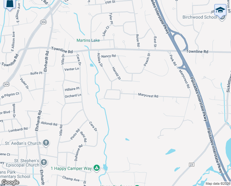 map of restaurants, bars, coffee shops, grocery stores, and more near 35 Marycrest Road in West Nyack