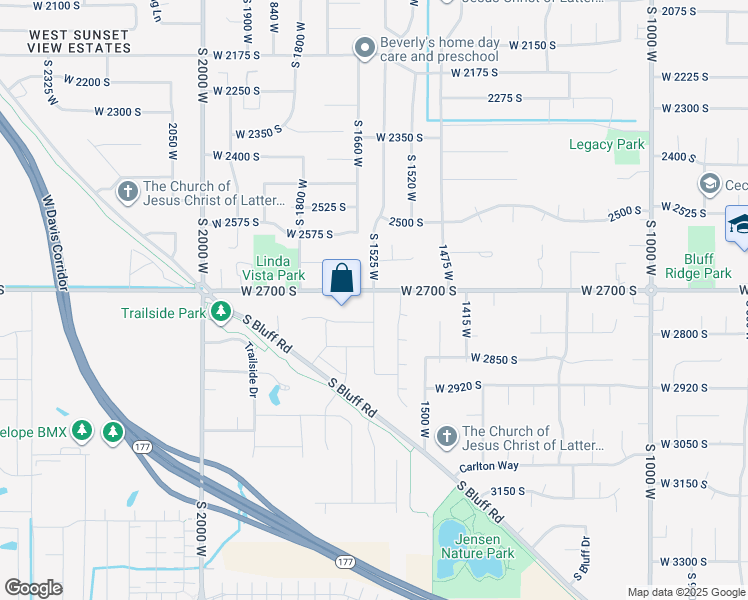 map of restaurants, bars, coffee shops, grocery stores, and more near 2742 South Allison Way in Syracuse