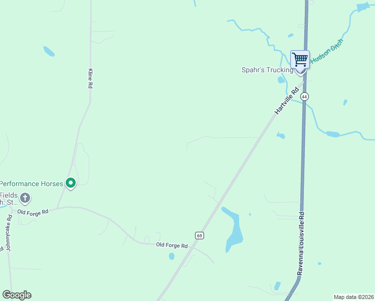 map of restaurants, bars, coffee shops, grocery stores, and more near 3157 Hartville Road in Rootstown