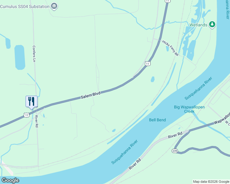map of restaurants, bars, coffee shops, grocery stores, and more near Salem Boulevard in Berwick
