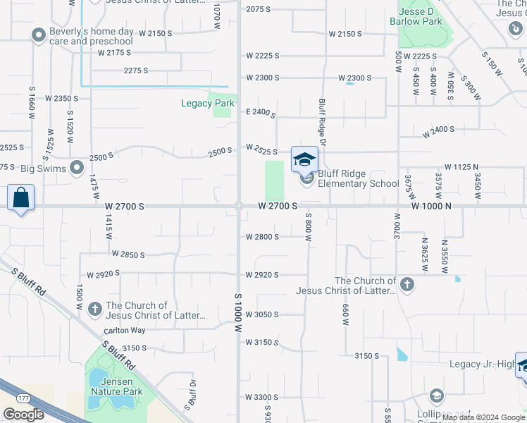 map of restaurants, bars, coffee shops, grocery stores, and more near 921 West 2700 South in Syracuse