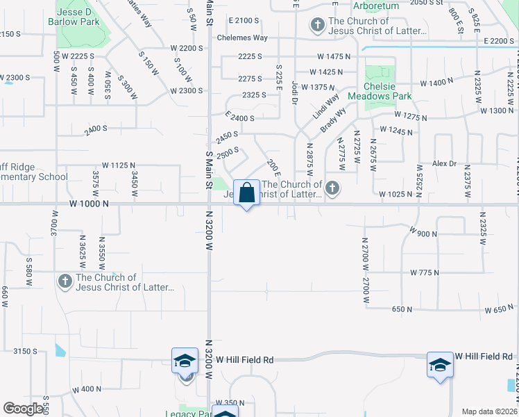 map of restaurants, bars, coffee shops, grocery stores, and more near 3023 West Gordon Avenue in Layton