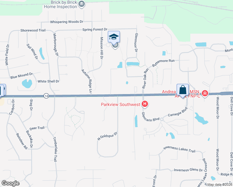 map of restaurants, bars, coffee shops, grocery stores, and more near 8506-8602 Illinois Road in Fort Wayne