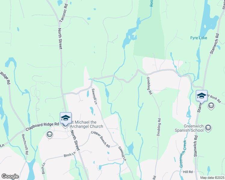 map of restaurants, bars, coffee shops, grocery stores, and more near 50 Dingletown Road in Greenwich