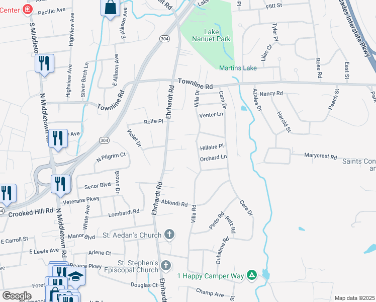 map of restaurants, bars, coffee shops, grocery stores, and more near 30 Robertson Drive in Pearl River