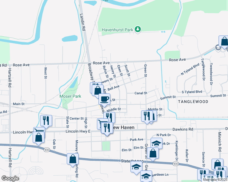map of restaurants, bars, coffee shops, grocery stores, and more near 1010 Bell Ave in New Haven