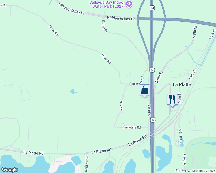 map of restaurants, bars, coffee shops, grocery stores, and more near 1621 Pinecrest Road in Bellevue