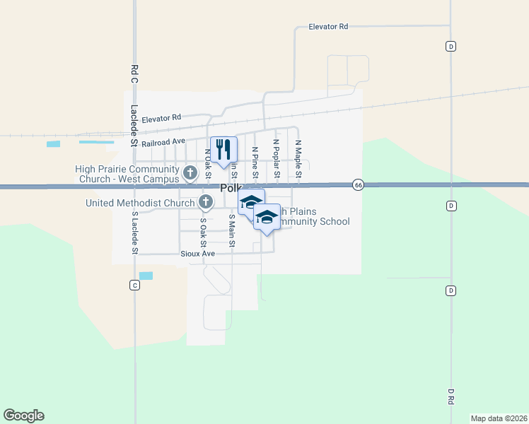 map of restaurants, bars, coffee shops, grocery stores, and more near 370 Cheyenne Avenue in Polk