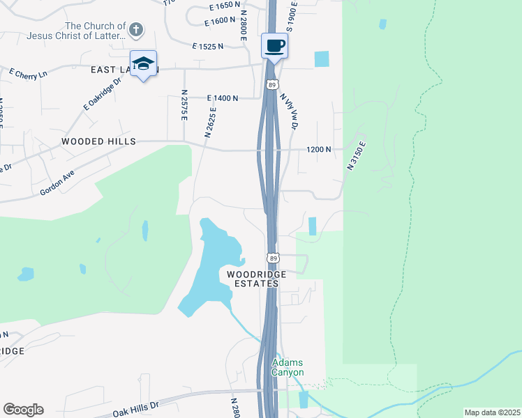 map of restaurants, bars, coffee shops, grocery stores, and more near 2877 East Gentile Street in Layton