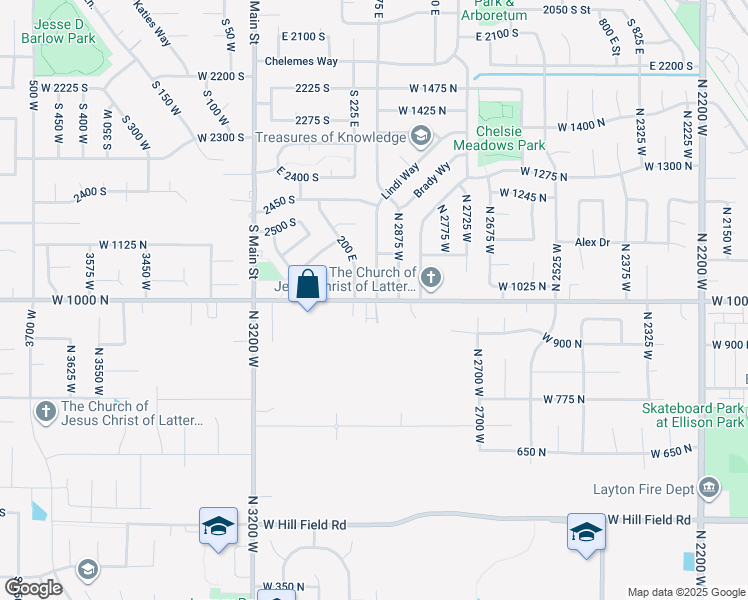 map of restaurants, bars, coffee shops, grocery stores, and more near 3003 West Gordon Avenue in Layton