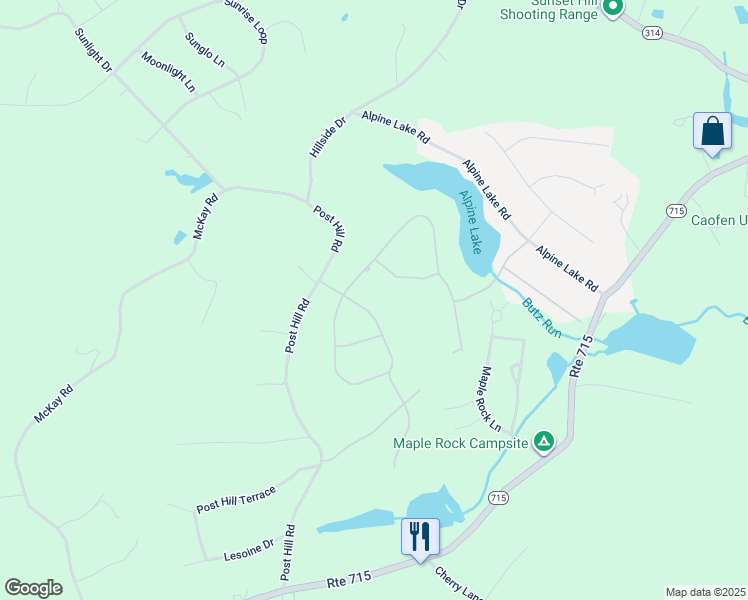 map of restaurants, bars, coffee shops, grocery stores, and more near 148 Edelweiss Way in Henryville