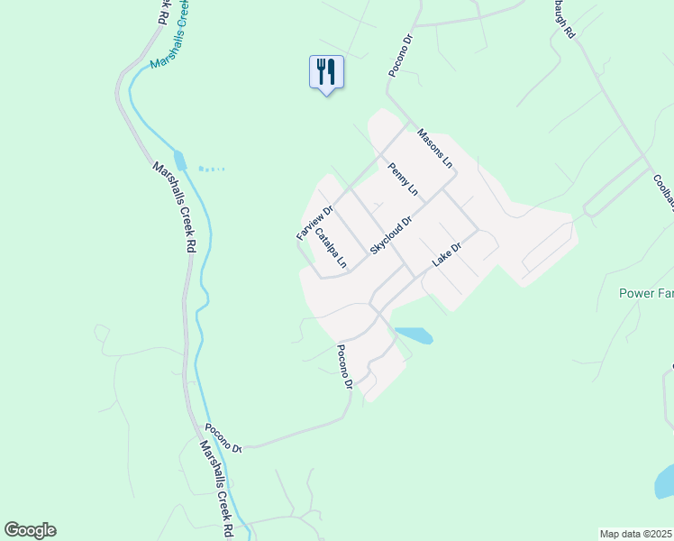 map of restaurants, bars, coffee shops, grocery stores, and more near 3476 Farview Drive in East Stroudsburg