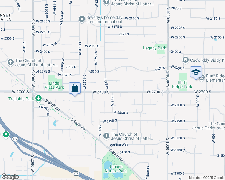 map of restaurants, bars, coffee shops, grocery stores, and more near 2715 1415 West in Syracuse