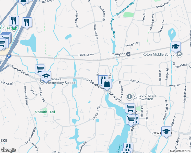 map of restaurants, bars, coffee shops, grocery stores, and more near 252 Tokeneke Road in Darien