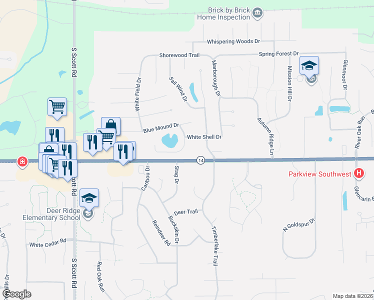 map of restaurants, bars, coffee shops, grocery stores, and more near 9336 Illinois Road in Fort Wayne