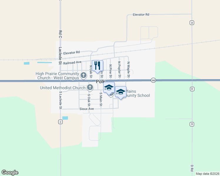 map of restaurants, bars, coffee shops, grocery stores, and more near 370 Cheyenne Avenue in Polk