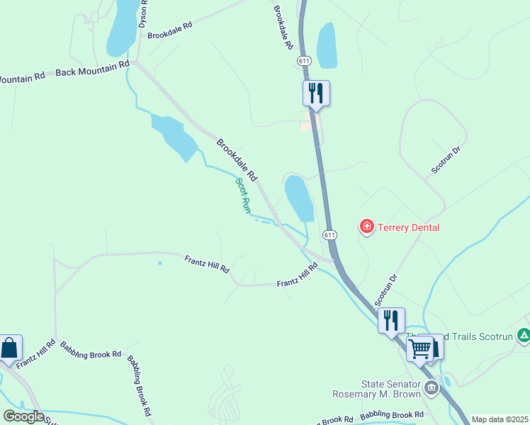 map of restaurants, bars, coffee shops, grocery stores, and more near 2618 Brookdale Road in Monroe County