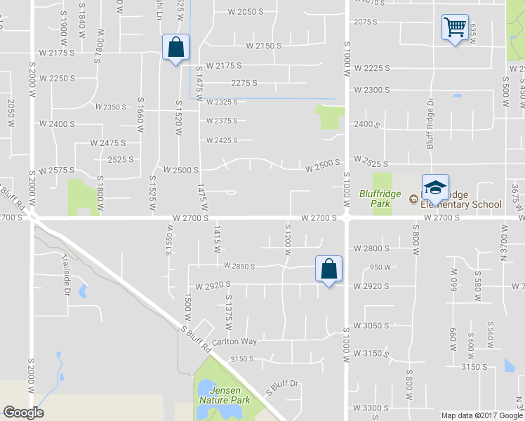 map of restaurants, bars, coffee shops, grocery stores, and more near 1272 West 2700 South in Syracuse