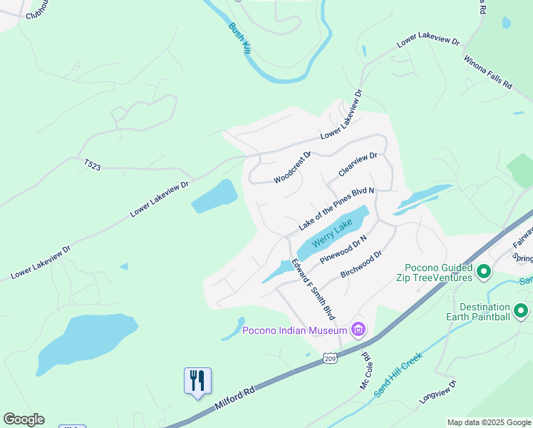 map of restaurants, bars, coffee shops, grocery stores, and more near 218 Edward Smith Boulevard in East Stroudsburg