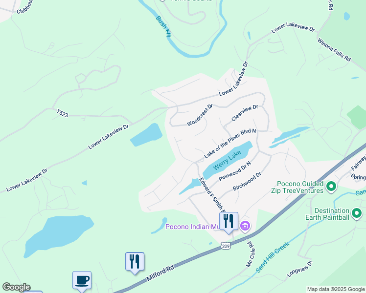 map of restaurants, bars, coffee shops, grocery stores, and more near 218 Edward Smith Boulevard in East Stroudsburg