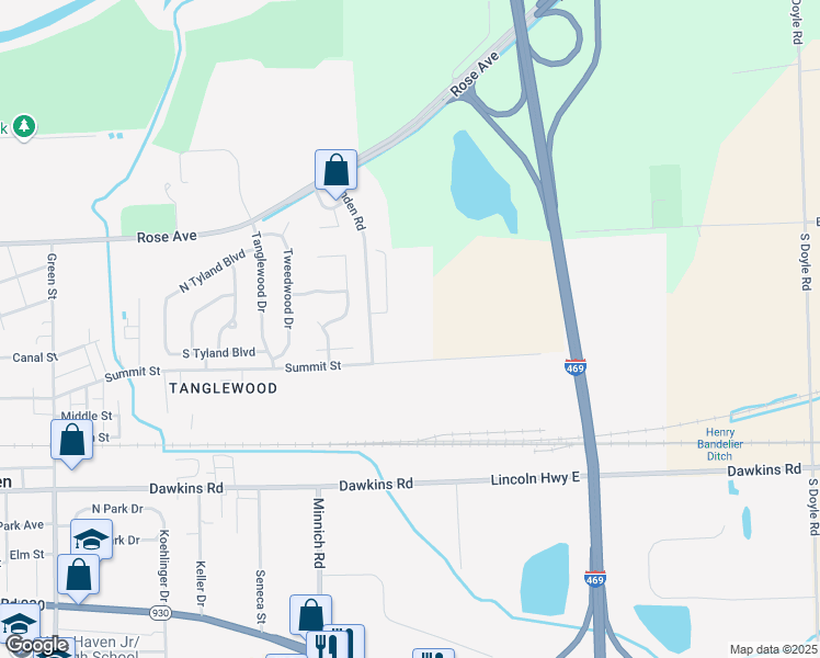 map of restaurants, bars, coffee shops, grocery stores, and more near 2048 Summit Street in New Haven
