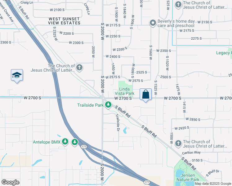 map of restaurants, bars, coffee shops, grocery stores, and more near 1939 West 2700 South in Syracuse