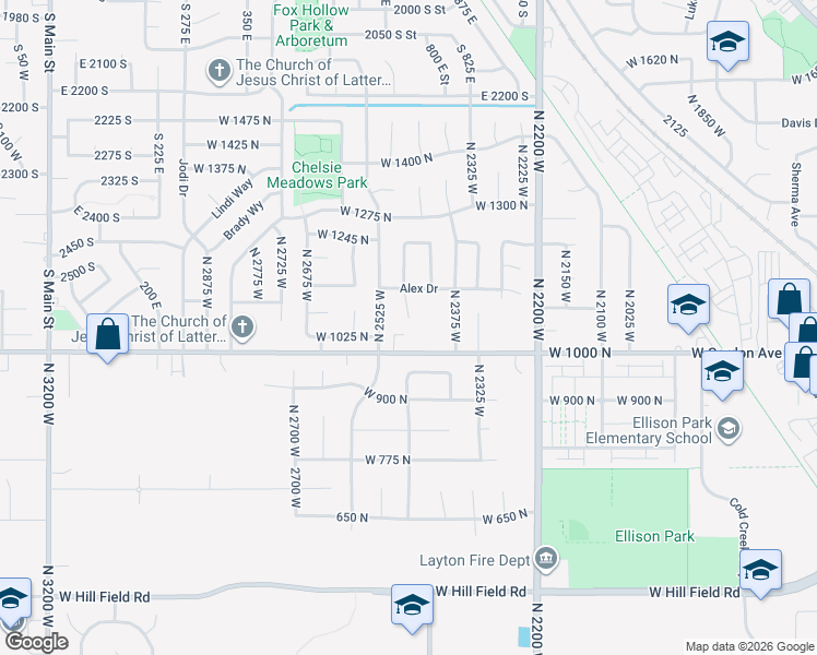 map of restaurants, bars, coffee shops, grocery stores, and more near 1085 Jamie-Matt Circle in Layton