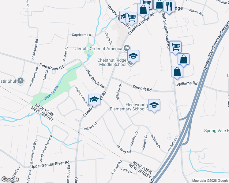 map of restaurants, bars, coffee shops, grocery stores, and more near 3 Wilshire Drive in Spring Valley