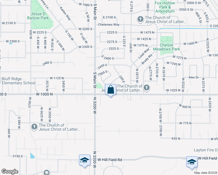 map of restaurants, bars, coffee shops, grocery stores, and more near 82 2600 South in Clearfield