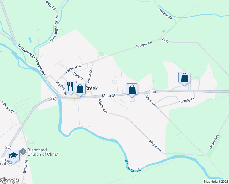 map of restaurants, bars, coffee shops, grocery stores, and more near 209 Main Street in Beech Creek