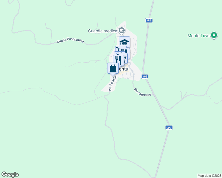 map of restaurants, bars, coffee shops, grocery stores, and more near 49 Via Tempio in Aglientu