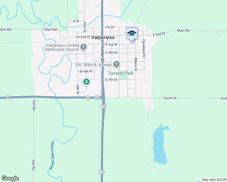 map of restaurants, bars, coffee shops, grocery stores, and more near 260 East 8th Street in Valparaiso