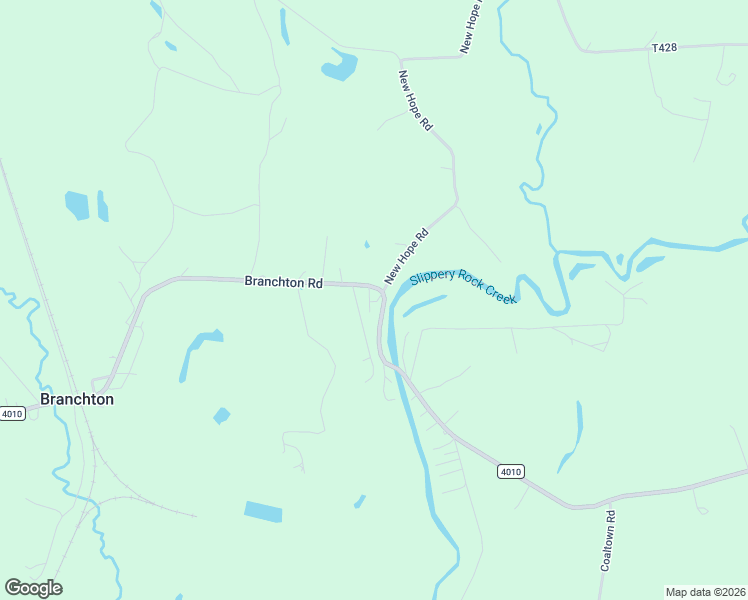 map of restaurants, bars, coffee shops, grocery stores, and more near 102 New Hope Road in Slippery Rock
