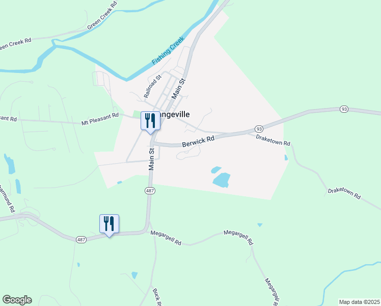 map of restaurants, bars, coffee shops, grocery stores, and more near 101 Pennsylvania 93 in Orangeville