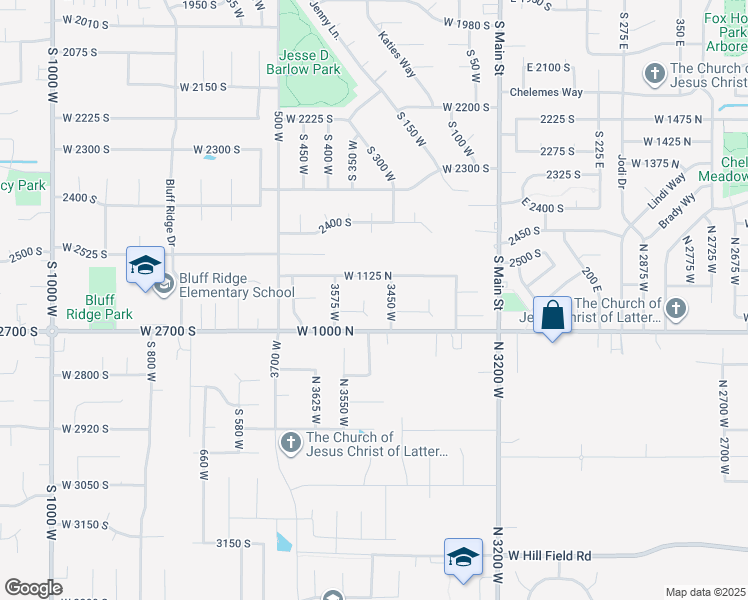 map of restaurants, bars, coffee shops, grocery stores, and more near 1052 North 3500 West in Layton