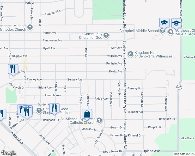 map of restaurants, bars, coffee shops, grocery stores, and more near 710 Tenney Avenue in Campbell