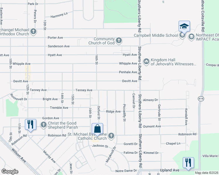 map of restaurants, bars, coffee shops, grocery stores, and more near 710 Tenney Avenue in Campbell